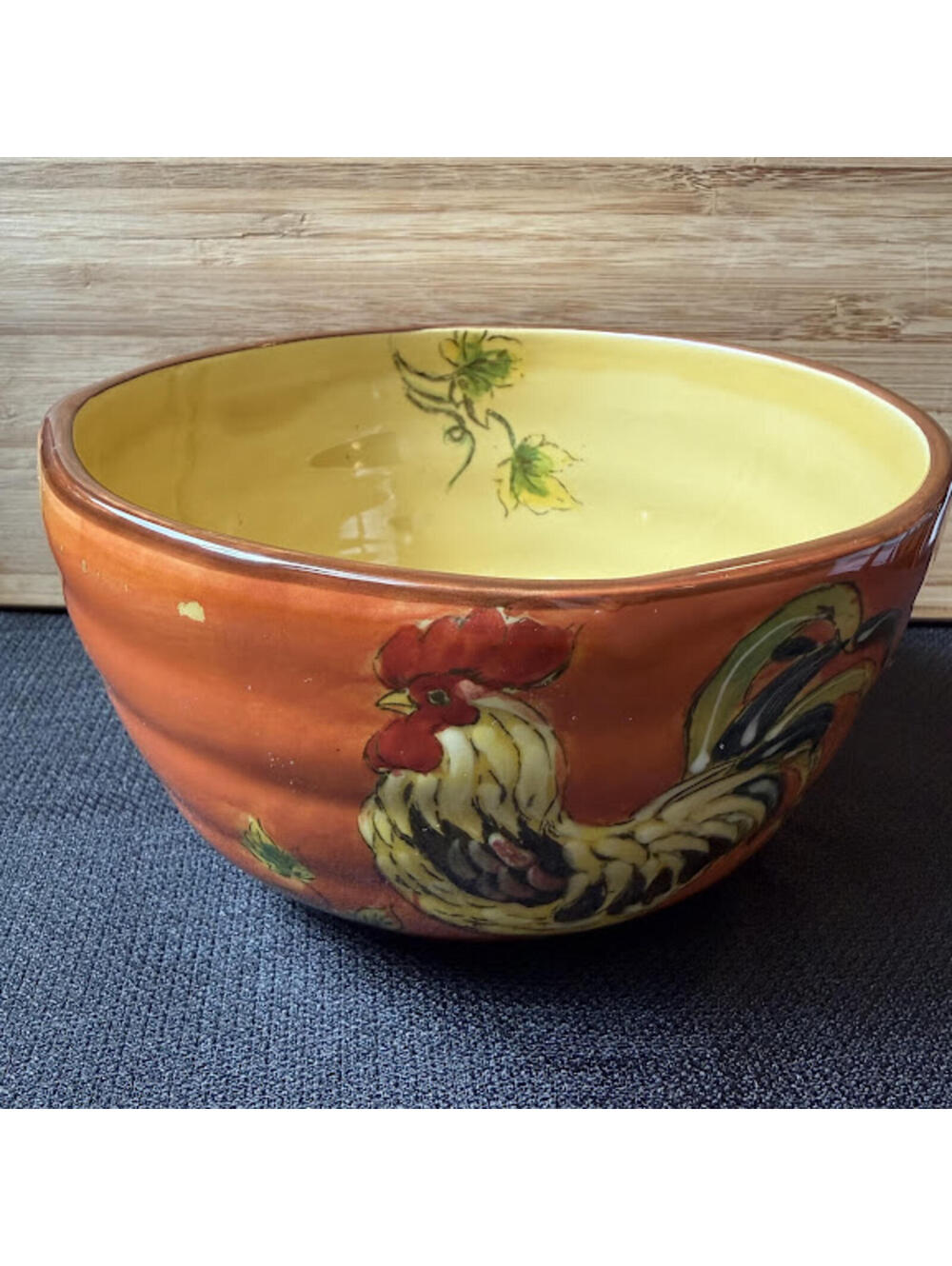 Maxcera Orange Rooster Soup Cereal Bowl 6" Discontinued Farmhouse Ceramic - NEW!